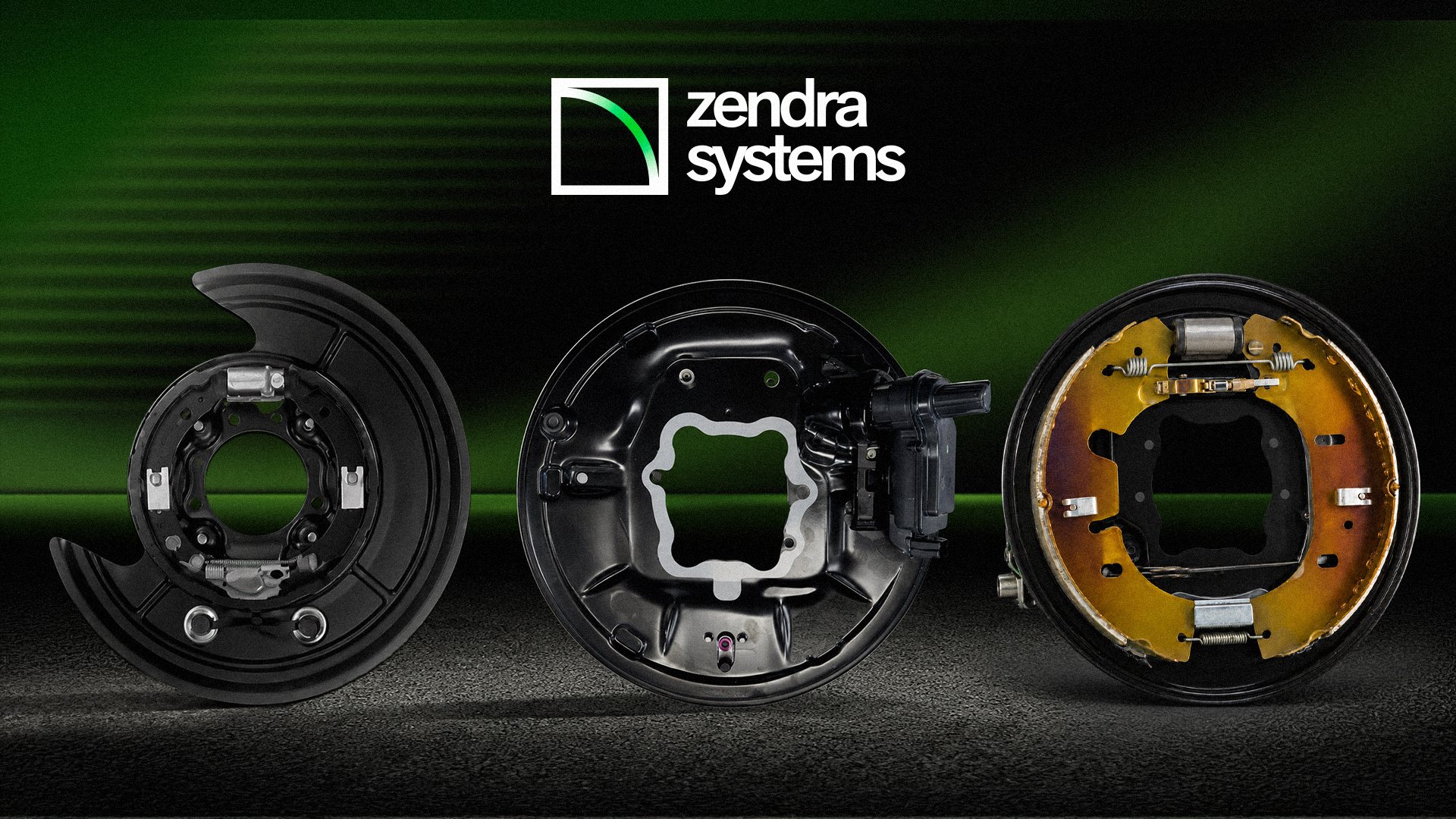 Le tre architetture di freno a tamburo Zendra Systems: Traditional Drum Brake, Drum-in-Hat ed e-Drum